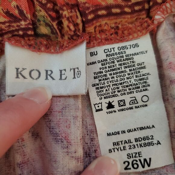 Vintage 80s Koret Plus Size Burnt Orange Paisley Midi Skirt - Picture 7 of 7